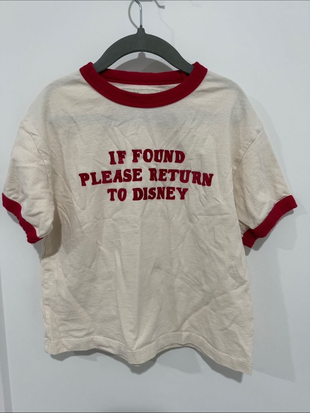 Disney Cream Ringer Tee with Red Trim and Lettering
